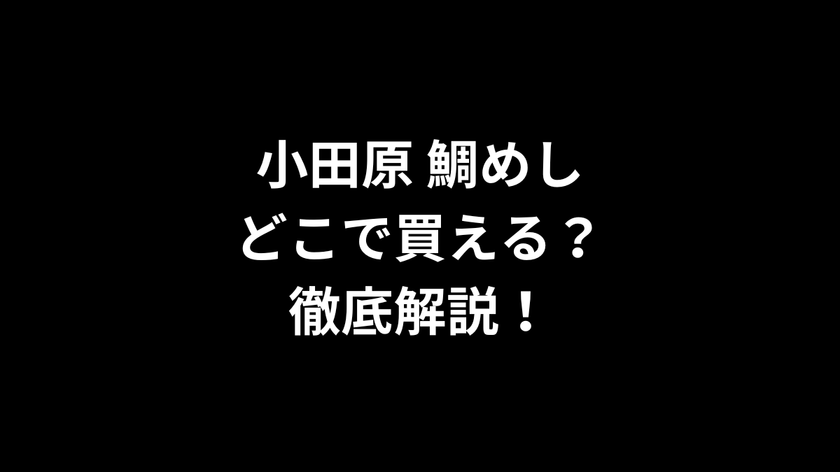 小田原 鯛めしはどこで買える？徹底解説！