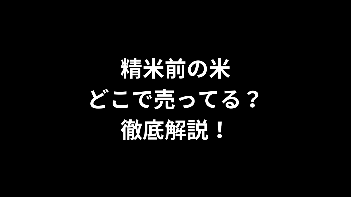 精米前の米はどこで売ってる？徹底解説！